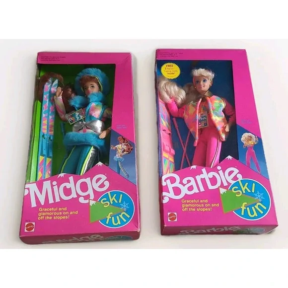 NEW IN BOXES VTG 1991 Ski Fun Barbie & Midge Dolls Mattel #7511 After Sky Party - Picture 1 of 15